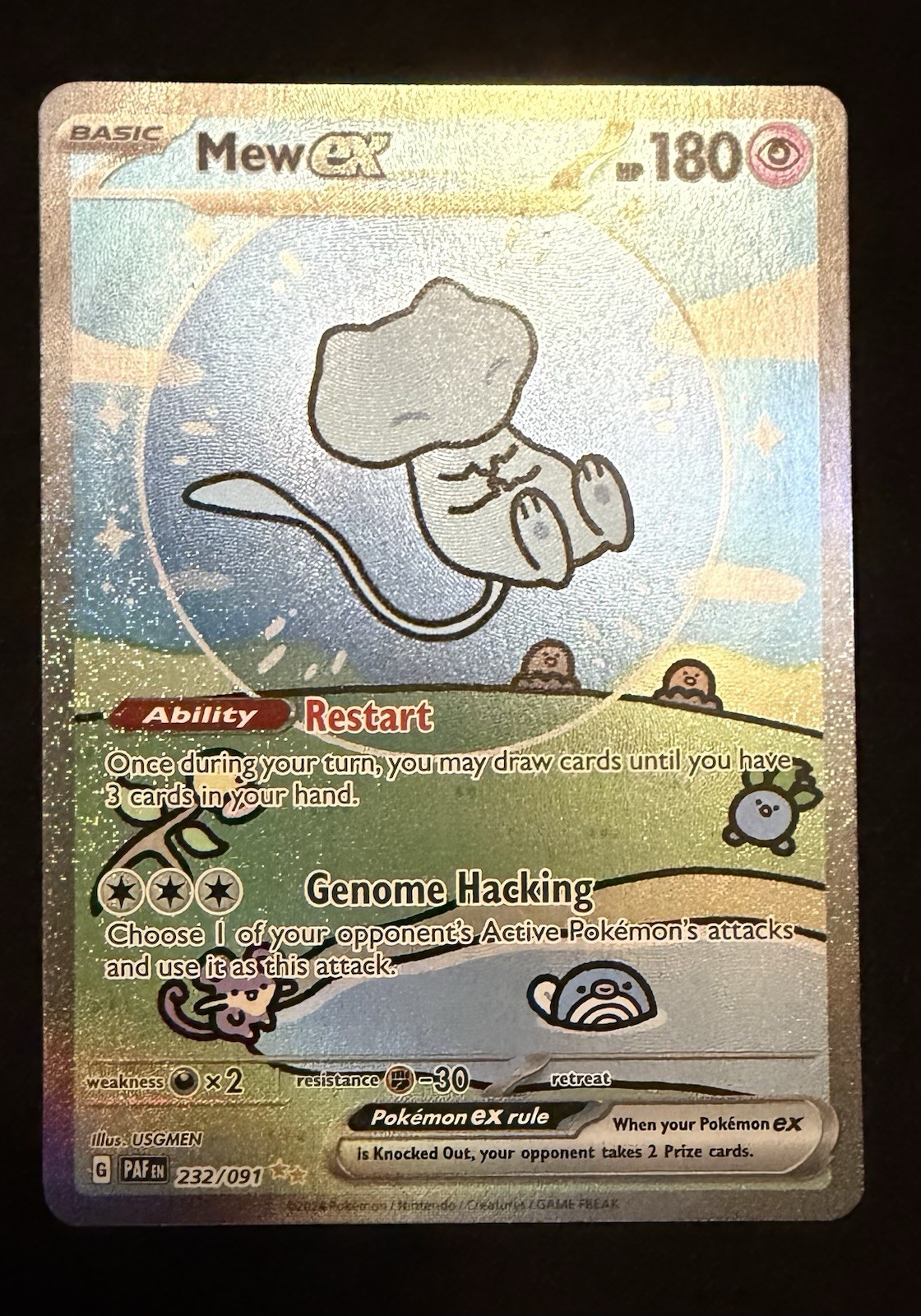 Bubble Paldean Mew SIR Ungraded 232/091 SV Paldean Fates Full Art Holo EN
