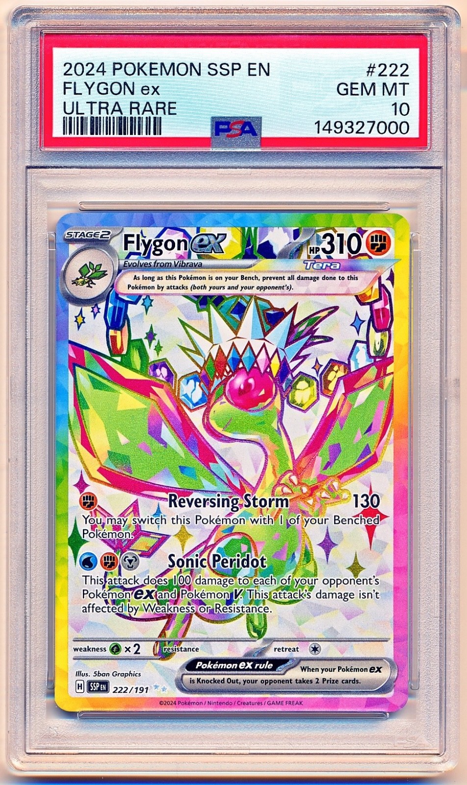 Pokemon Scarlet & Violet SSP EN Flygon EX Full Art #222 PSA 10 – POP 871 – QTY