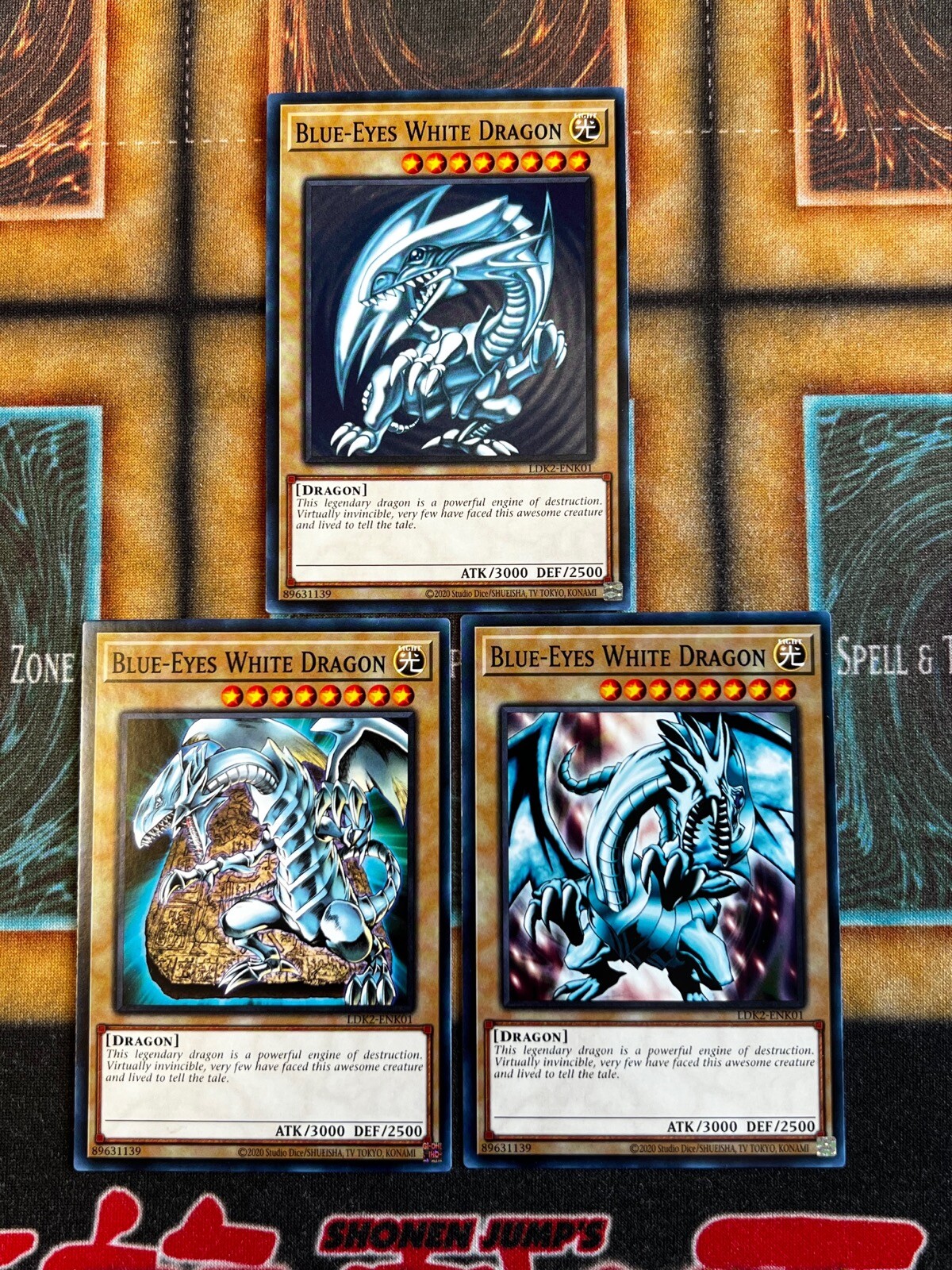 Yugioh Blue-Eyes White Dragon x3 Set LDK2-ENK01 Playset! SDK LOB PCK Artworks NM