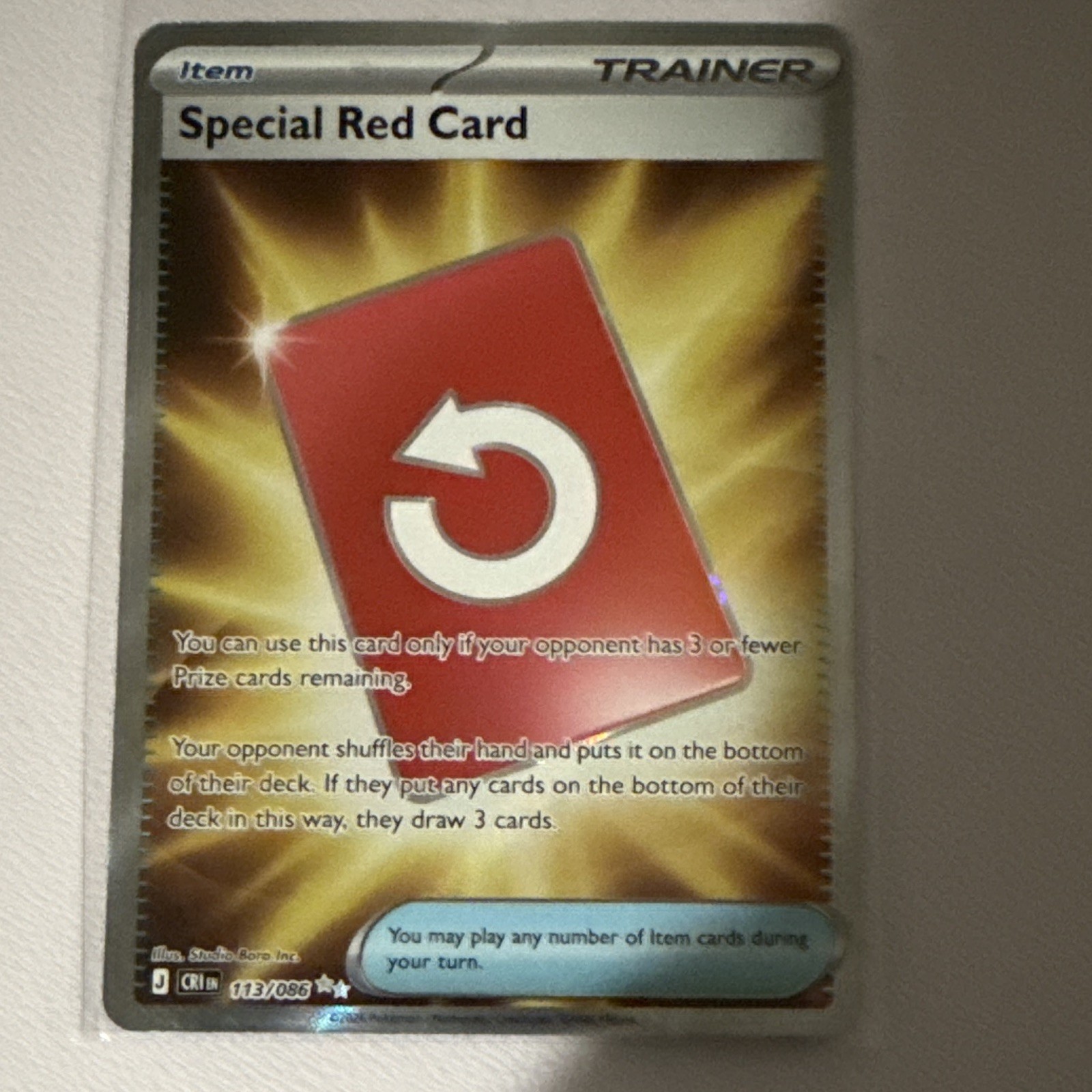 Special Red Card 113/111 Crimson Invasion Uncommon Reverse Holo Trainer-Item EN