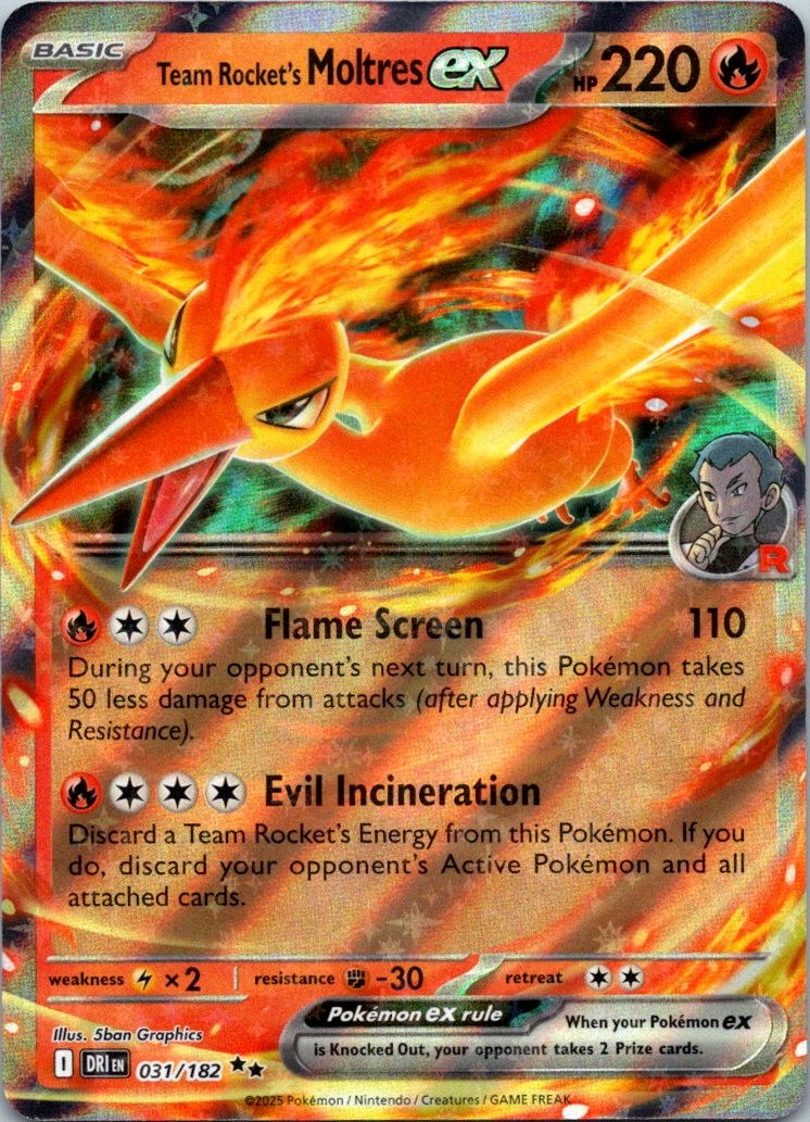 Team Rocket’s Moltres ex Holo Double Rare SV10: Destined Rivals 031/182 NM