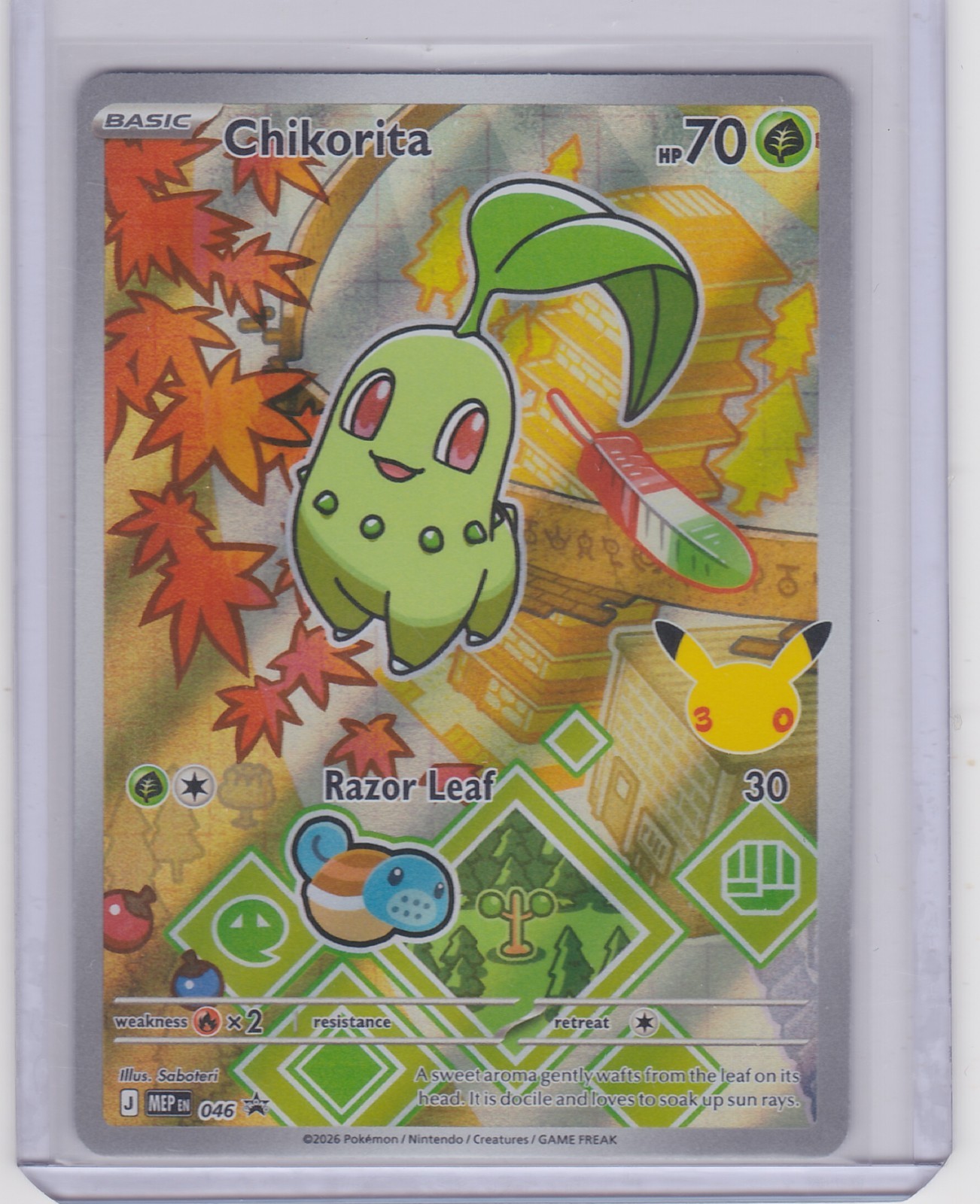 Chikorita 046 | TCG Pokemon Mega Evolution First Partner Series 2 Illustration!
