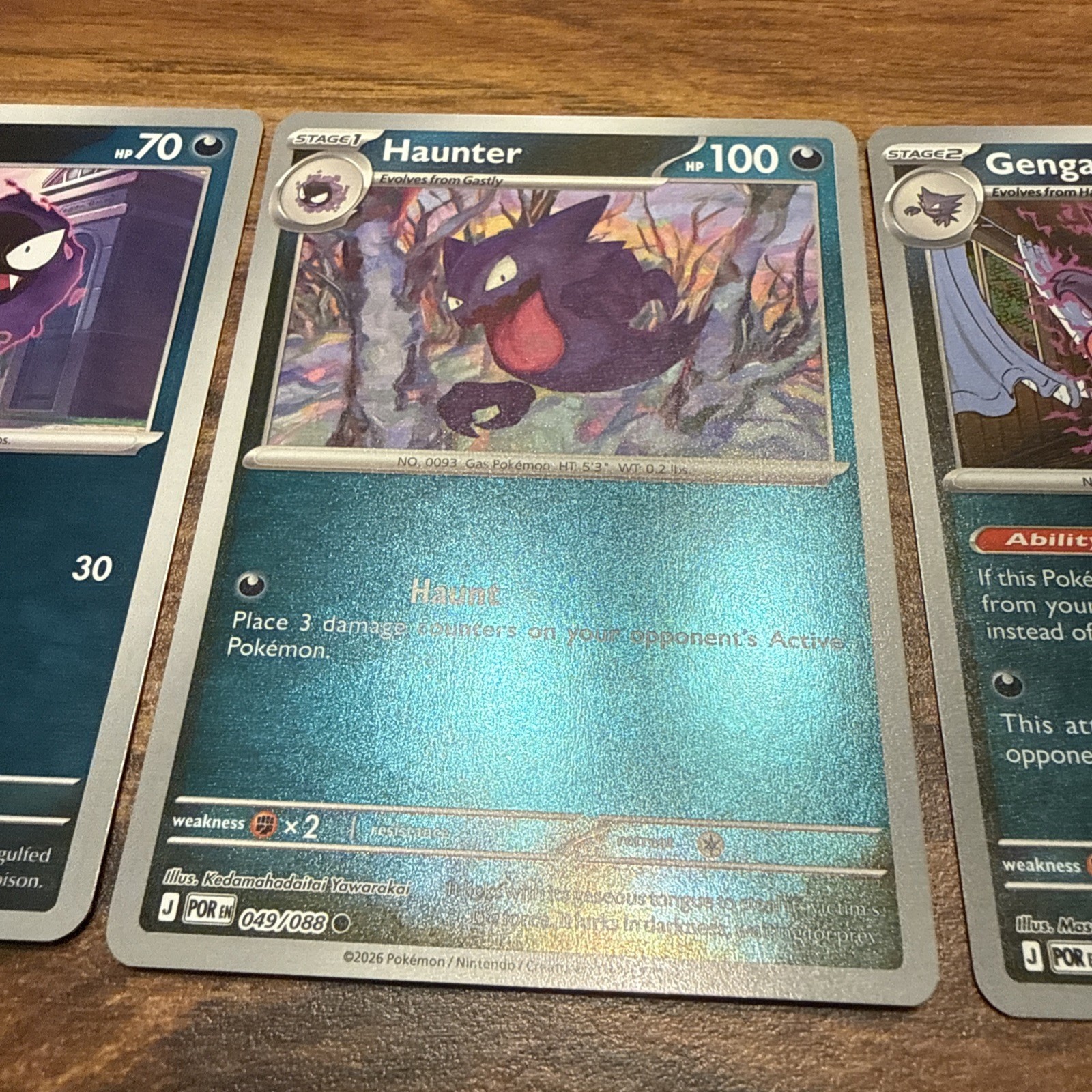 Gengar, Haunter & Gastly ALL REVERSE HOLO Evo Line Perfect Order – NM