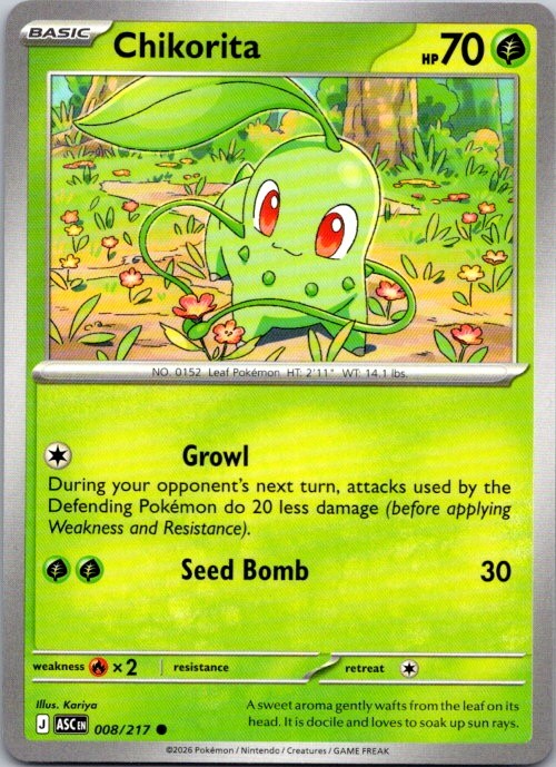 Chikorita 008/217 Common Ascended Heroes Pokemon Near Mint
