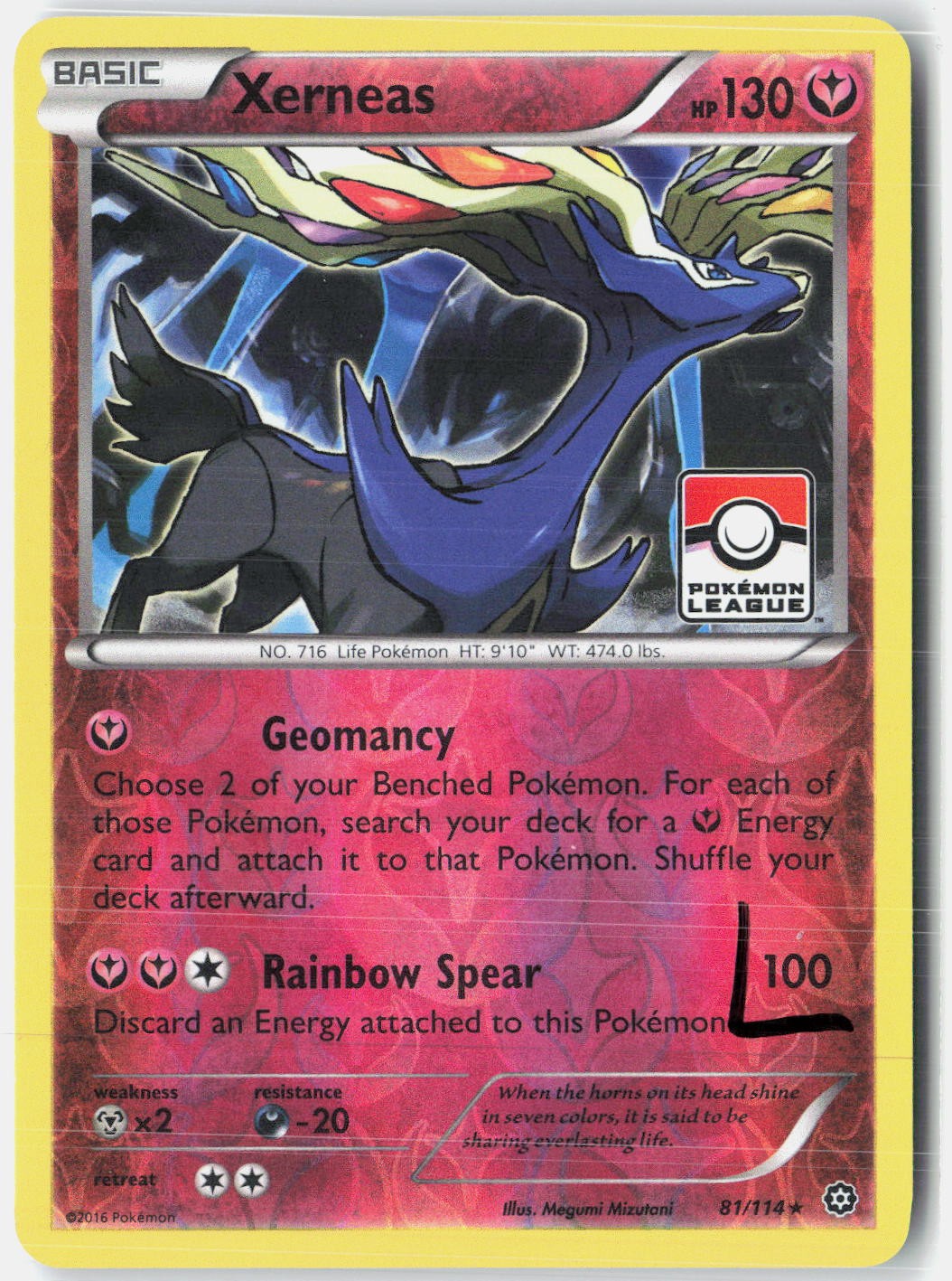 Xerneas (Pokemon League) 81/114 League & Championship Cards Reverse Holo LP