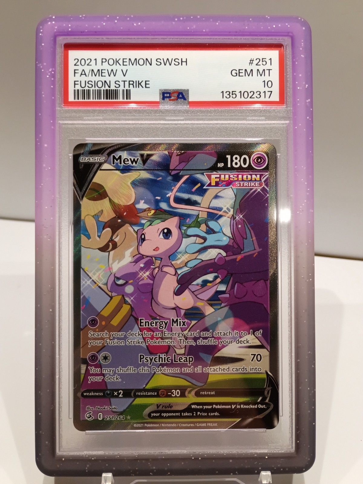 Pokémon Mew V 251/264 Alternate Full Art Fusion Strike PSA 10 W/ Slab Protector
