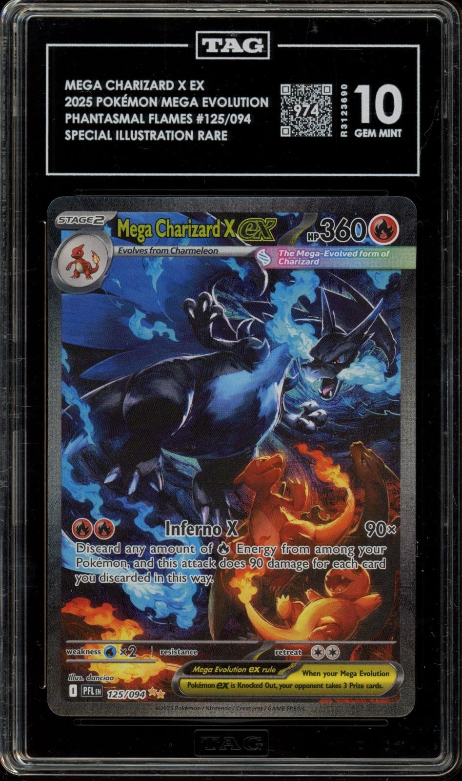 Pokemon Mega Charizard X EX Phantasmal Flames 125/094 SIR Tag 10 Gem Mint