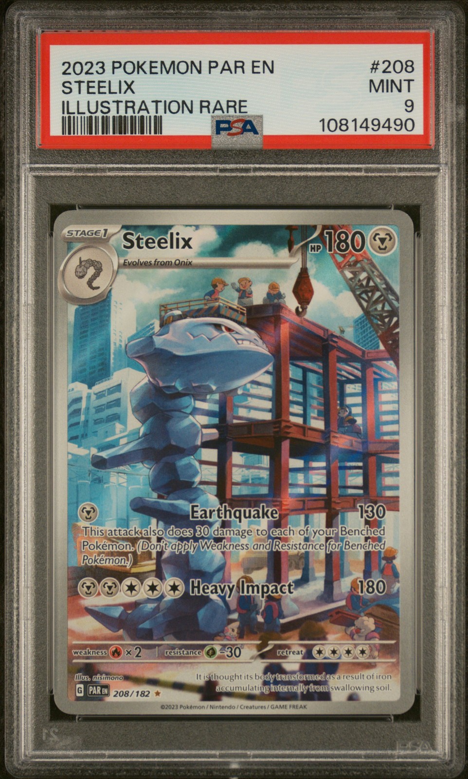 PSA 9 Steelix 208/182 2023 Paradox Rift Illustration Rare Pokemon Card