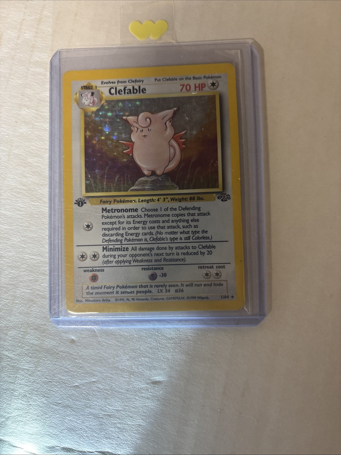 Clefable 1st Edition Jungle Holo Card 01/64