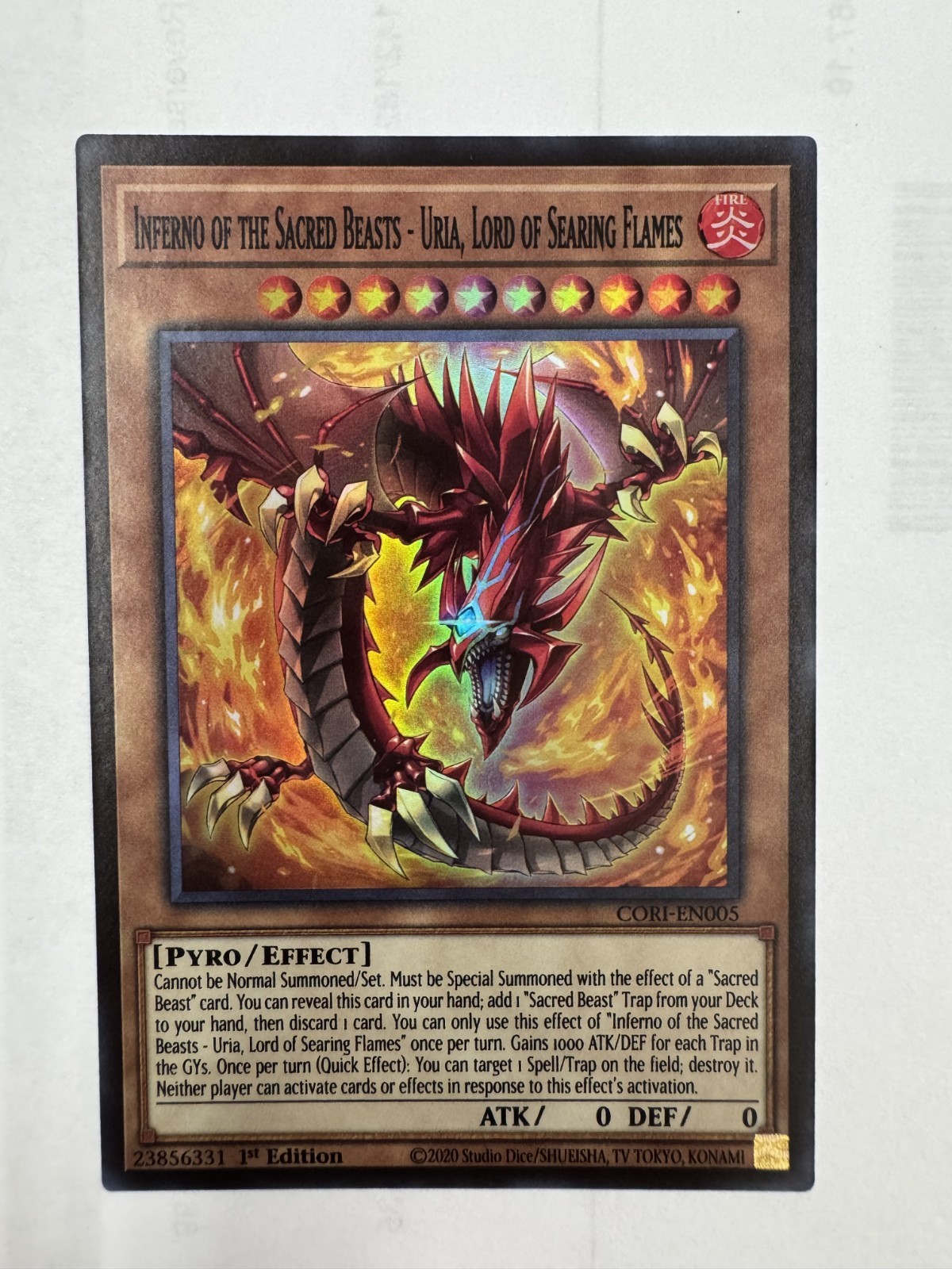 Inferno of the Sacred Beasts-Uria- CORI-EN005 – Super Rare – Chaos Origins-NM/M