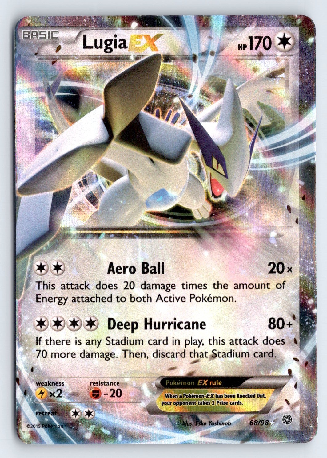 2015 Pokemon Lugia EX Ancient Origins 68/98 Ultra Rare Full Art Holo Raw NM