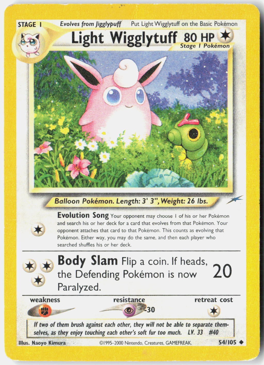 Light Wigglytuff Neo Destiny 054/105 Pokemon Card Unlimited