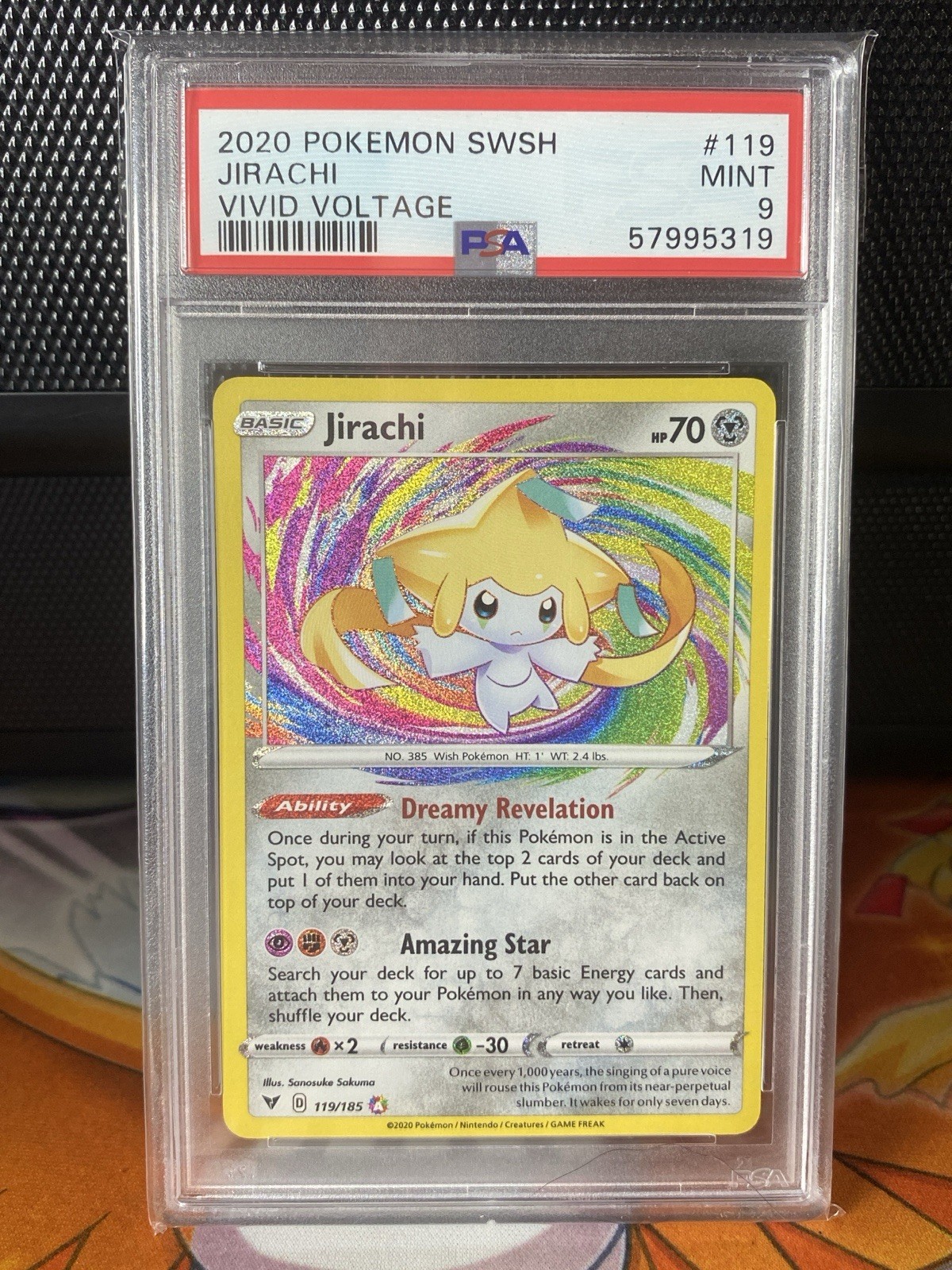 2021 Pokemon Vivid Voltage 119/185 Jirachi Amazing Rare Holo PSA 9