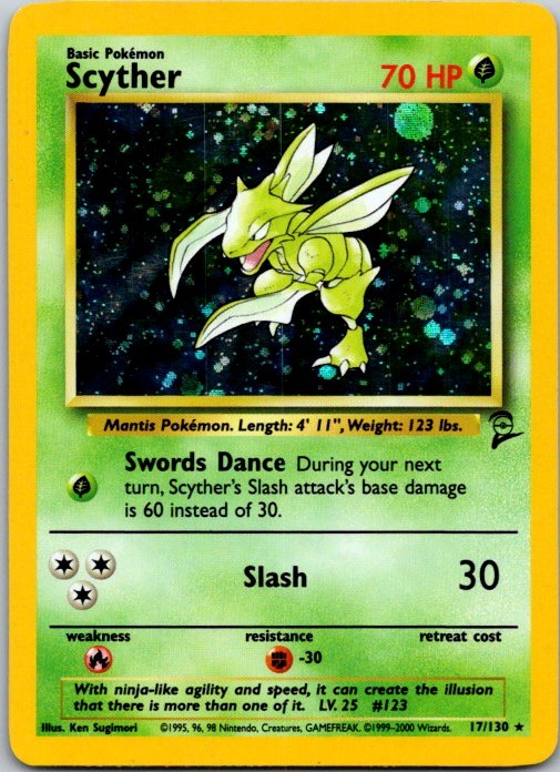 Scyther Holo Holo Rare Base Set 2 017/130 NM