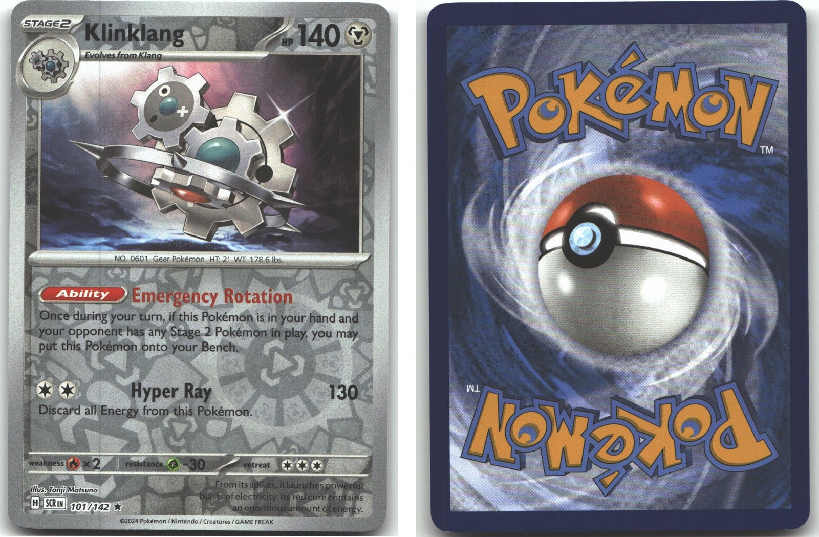 Klinklang 101/142 Stellar Crown Reverse Holofoil Pokemon (LP-NM)