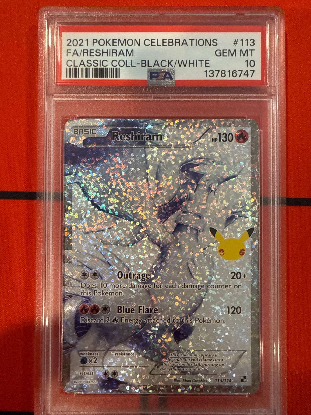 Reshiram 113/114 Celebrations: Classic Collection Holo PSA 10