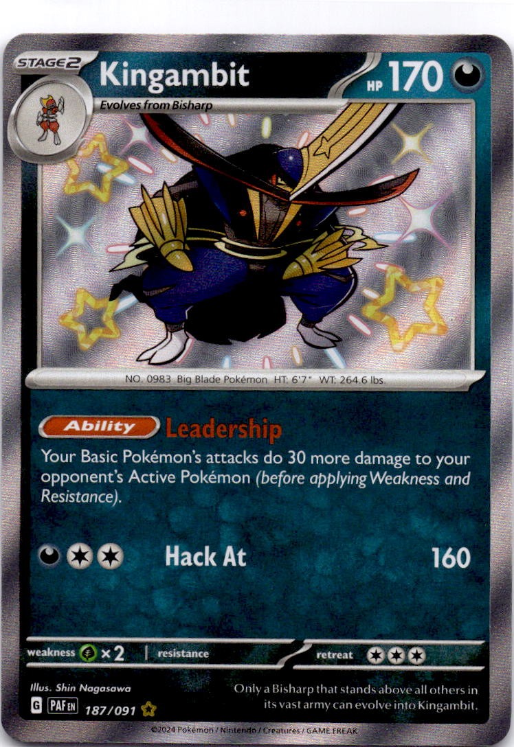 2024 Kingambit Shiny Rare SV: Paldean Fates 187/091 NM