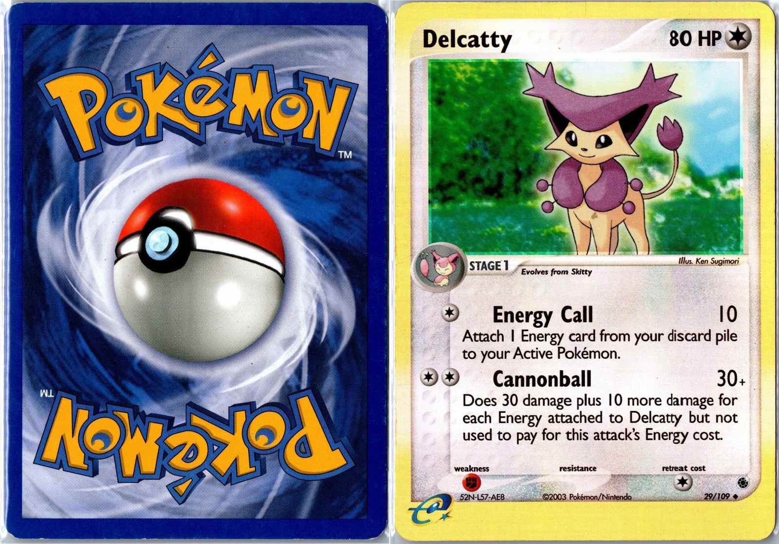 Pokemon Card – Delcatty 29/109 Ruby & Sapphire 2003 Uncommon Reverse Holo HP