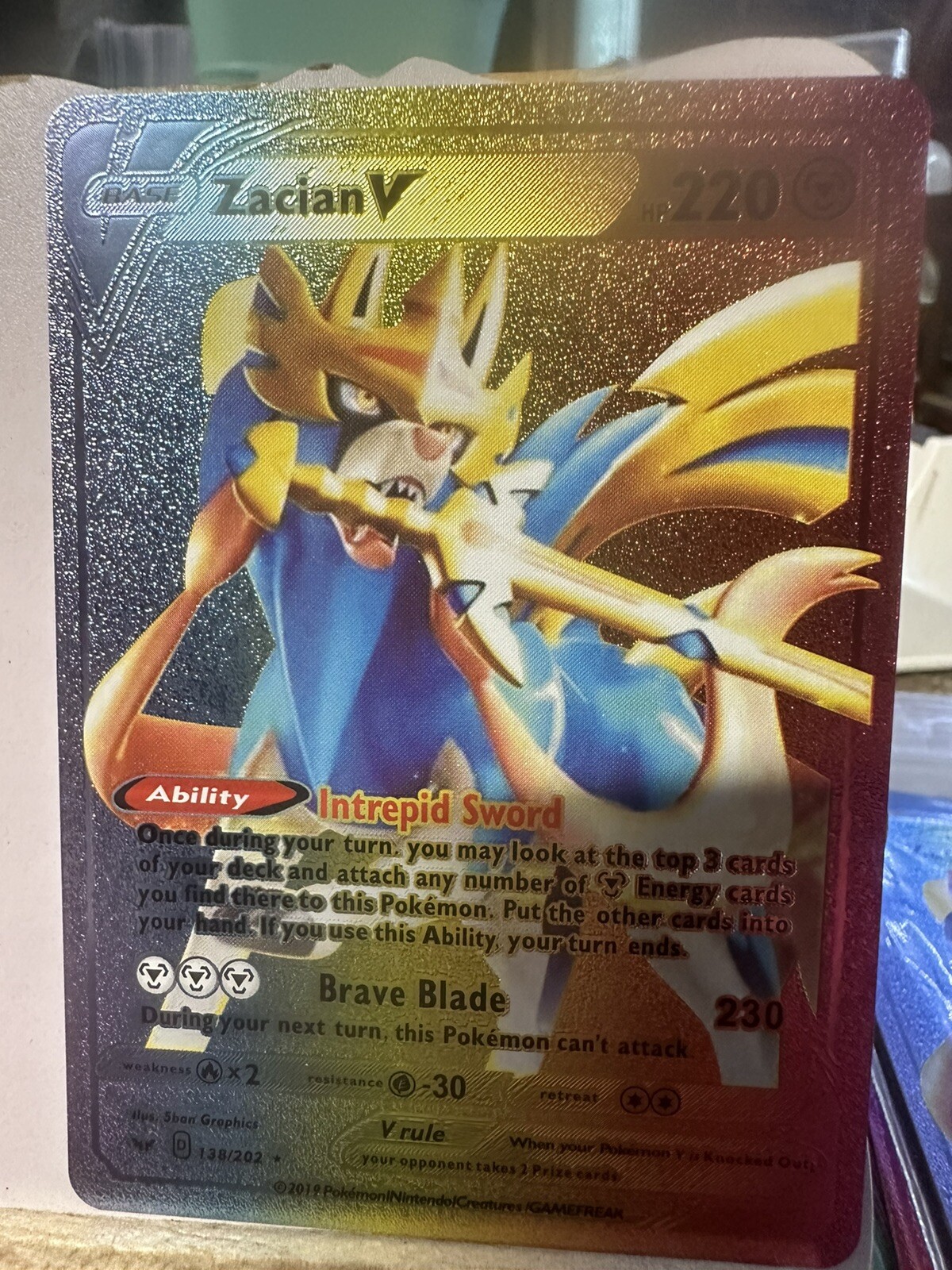 Zacian V Multi Color Foil 🔥Fan Art🔥card N/M