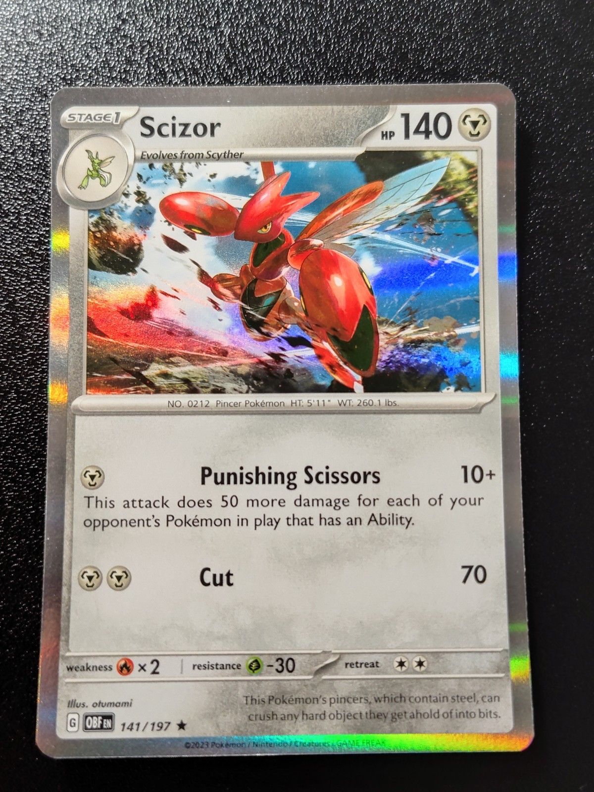 Pokemon Obsidian Flames Scizor Holo Rare Card 141/197 NM