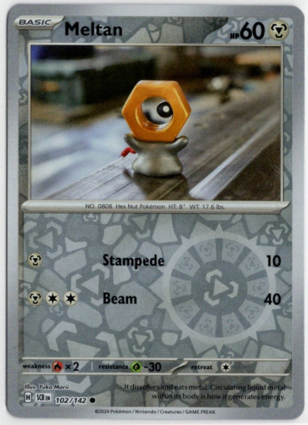Pokemon – Meltan – 102/142 – Reverse Holo – Stellar Crown – NM/M – NEW