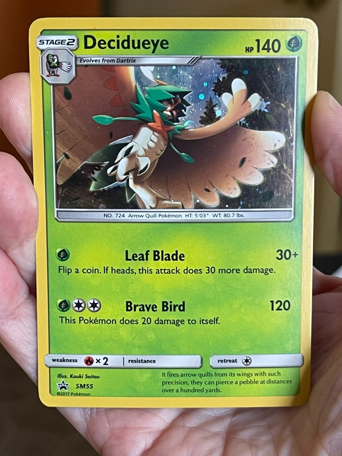 POKEMON DECIDUEYE SM55 PROMO BLACK STAR COSMOS HOLOFOIL VLP CARD