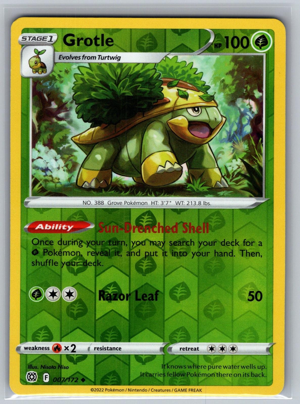 Grotle 007/172 Uncommon Brilliant Stars Pokemon Reverse Holo Near Mint