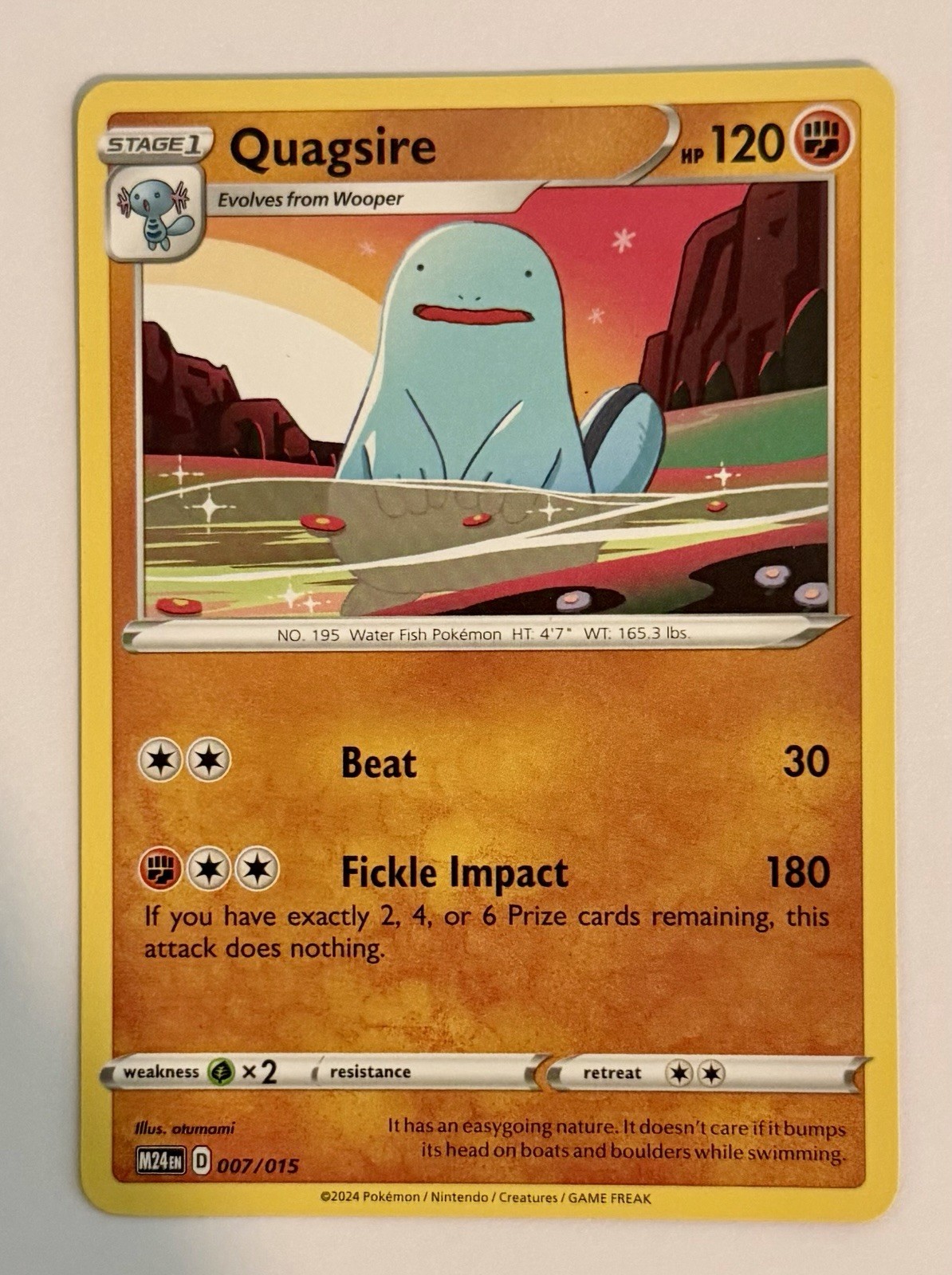 Quagsire McDonald’s Promo 007/015 M24en Near Mint NM Pokemon