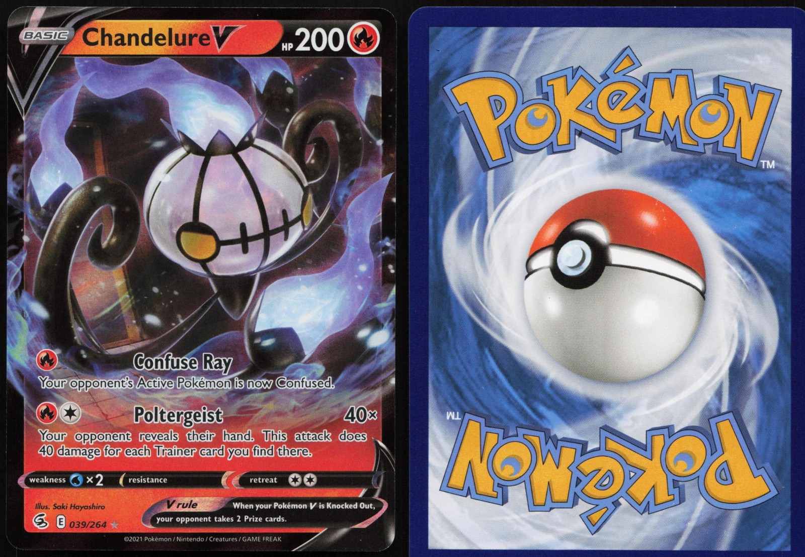 Chandelure V 039/264 Holo V Rare Fusion Strike Pokemon NM